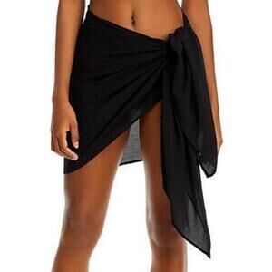 Aqua Short Sarong Swim Cover-Up Black S
